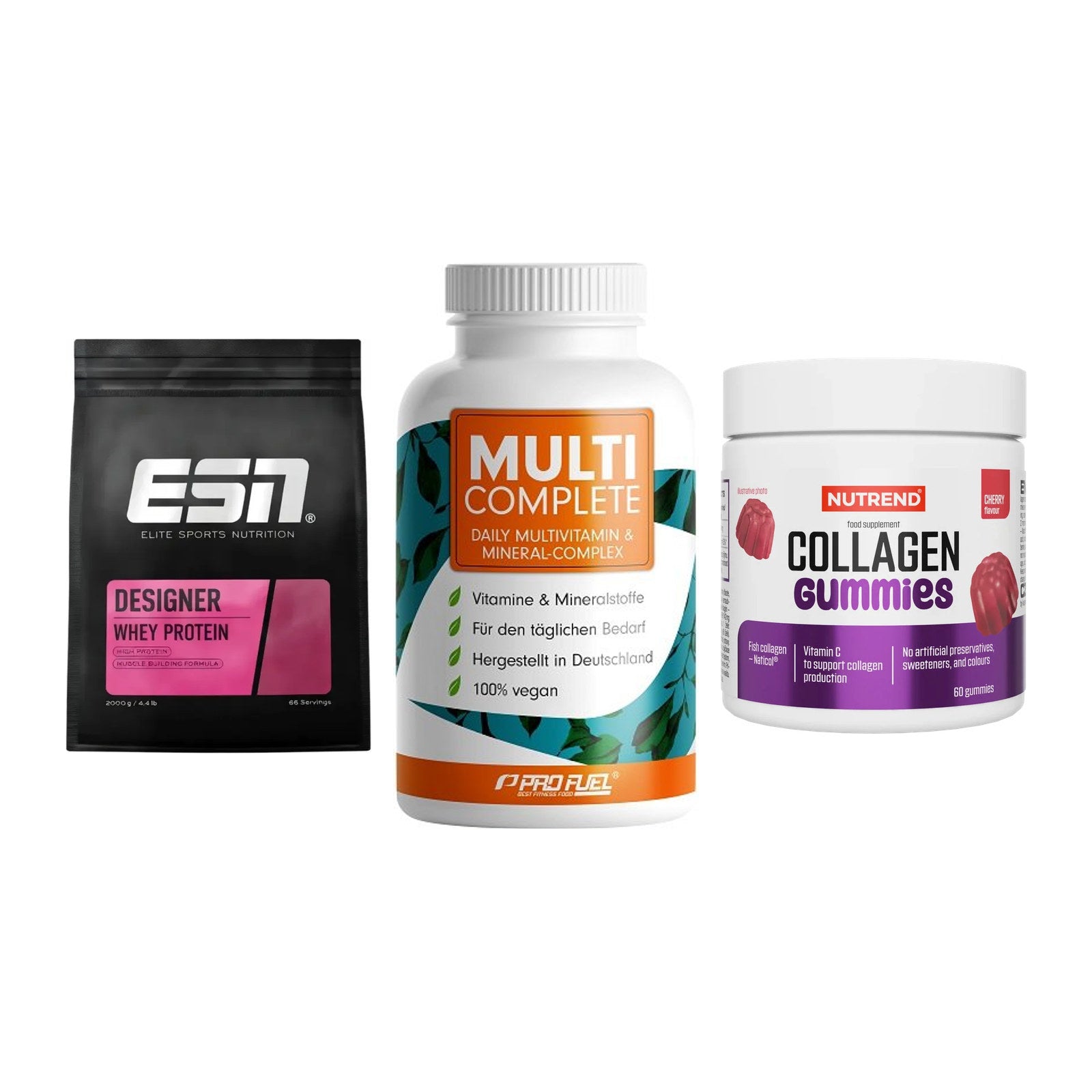 Regenerations-Set: ESN Designer + ProFuel MULTI + Nutrend Collage – alle enthaltenen Artikel
