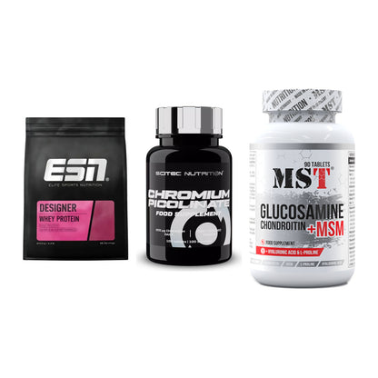 Regenerations-Set: ESN Designer + Scitec Chromium + MST Glucosamine – alle enthaltenen Artikel