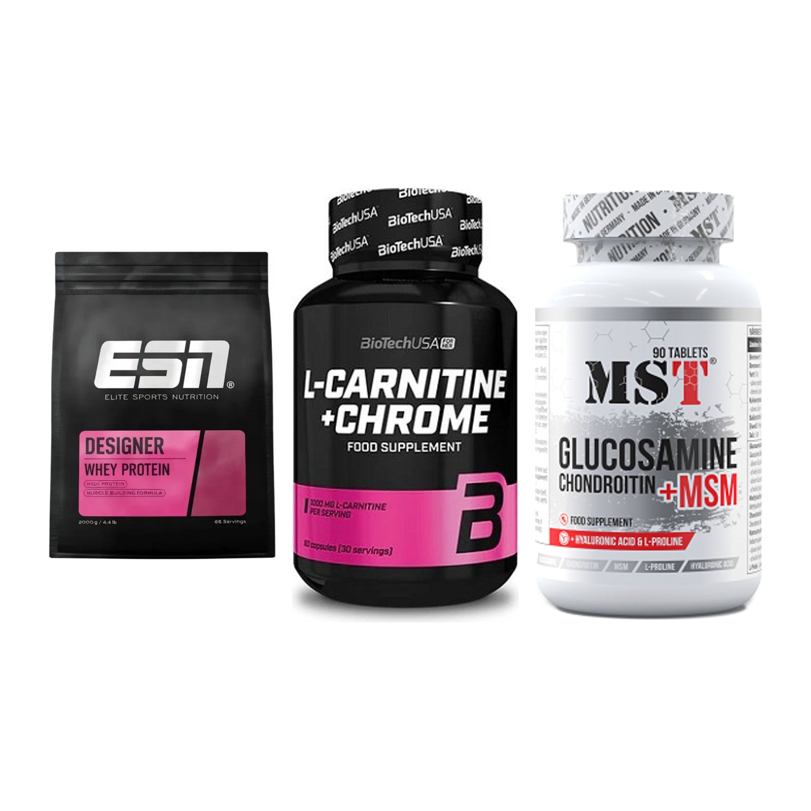 Regenerations-Set: ESN Designer + BioTech L-Carni + MST Glucosamine – alle enthaltenen Artikel
