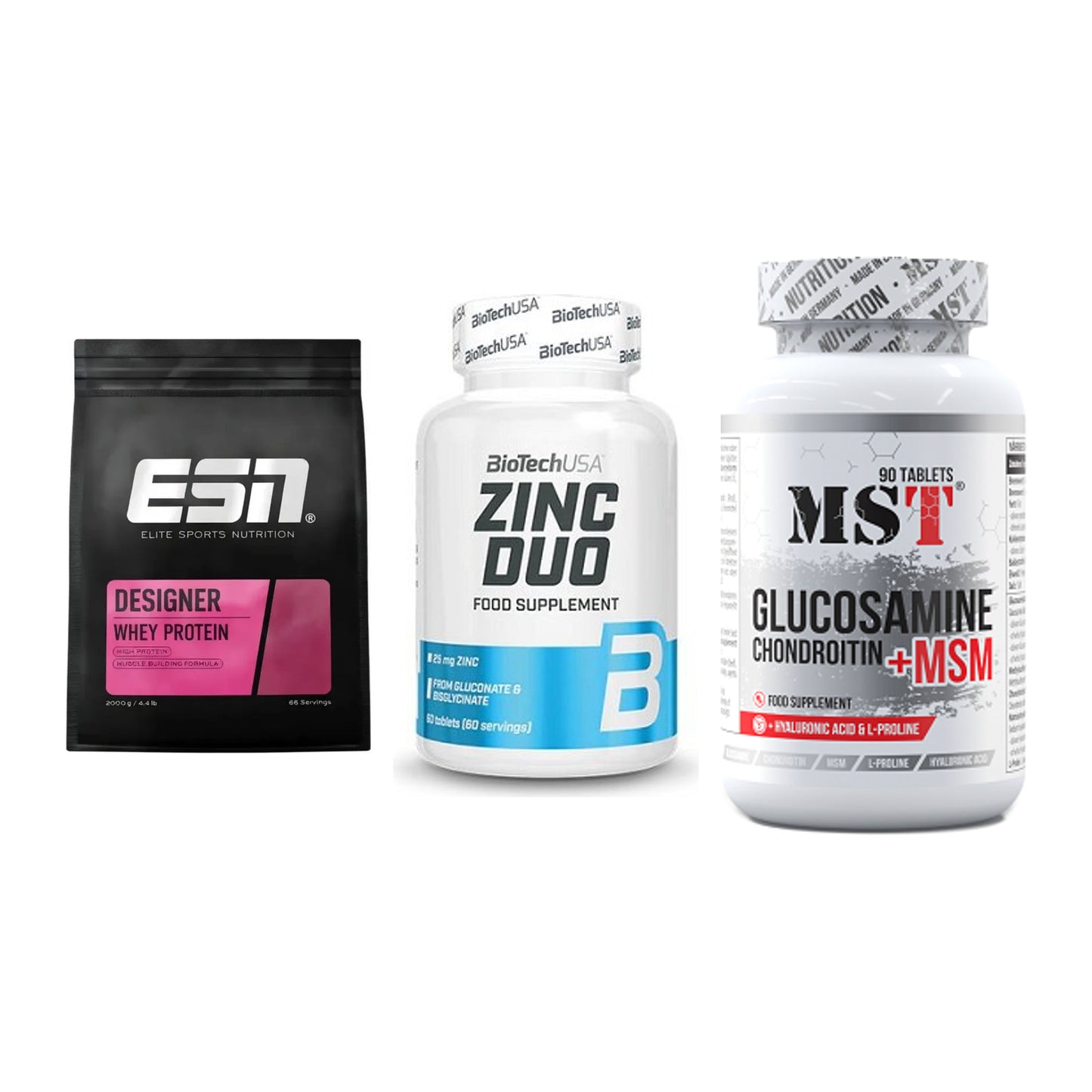 Regenerations-Set: ESN Designer + BioTech Zinc + MST Glucosamine – alle enthaltenen Artikel