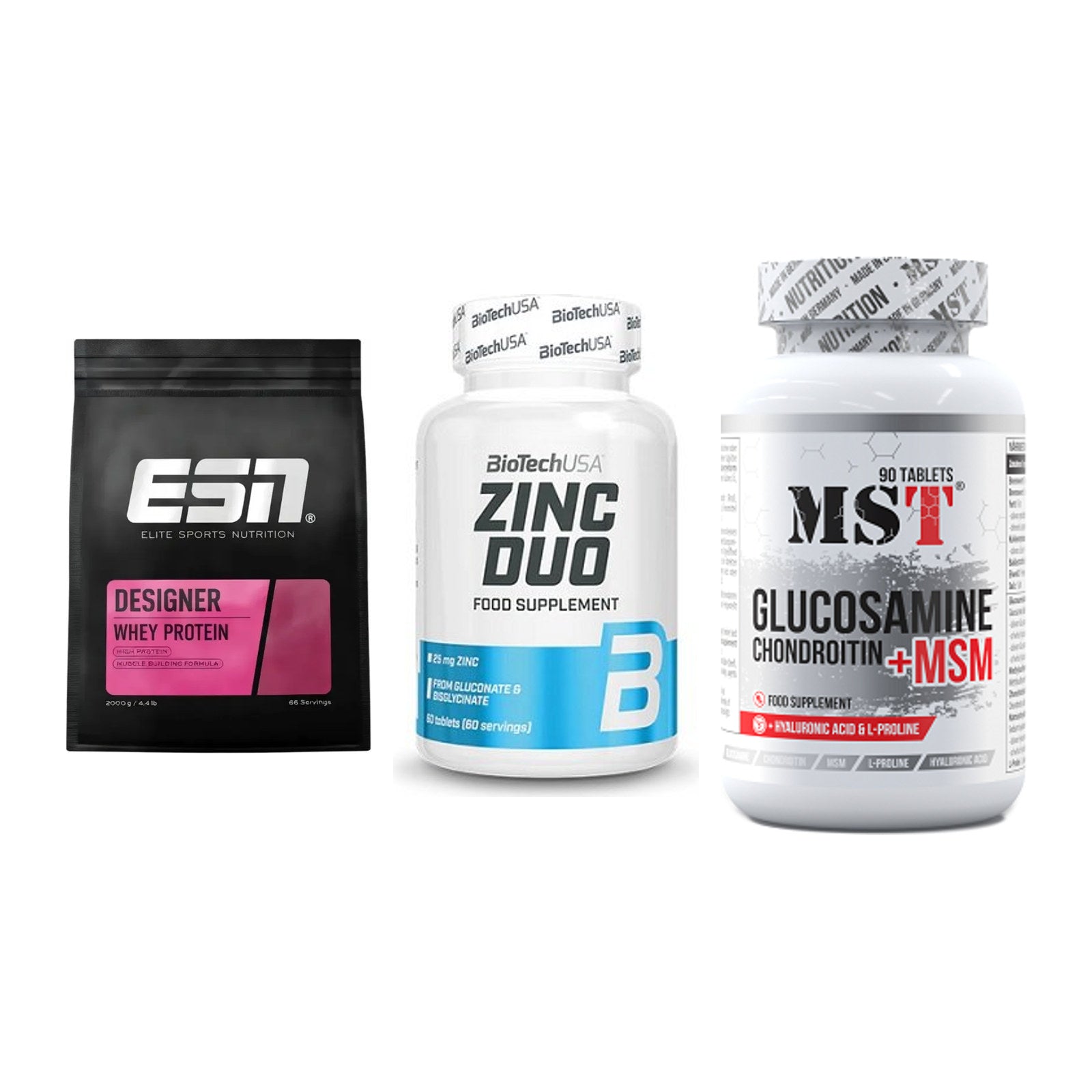 Regenerations-Set: ESN Designer + BioTech Zinc + MST Glucosamine – alle enthaltenen Artikel