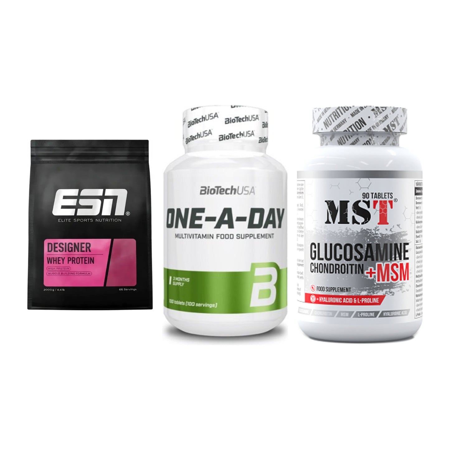Regenerations-Set: ESN Designer + BioTech One A + MST Glucosamine – alle enthaltenen Artikel