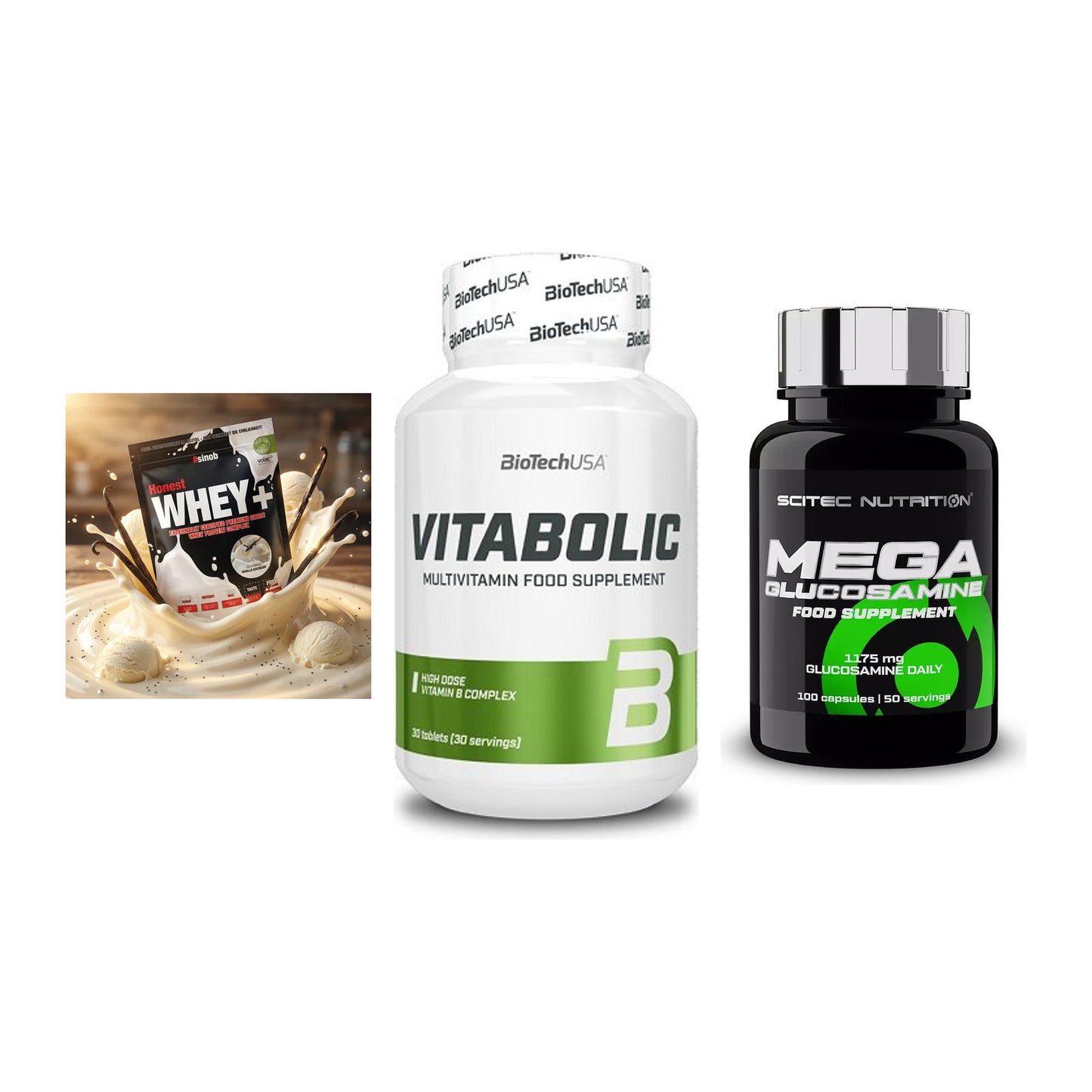 Regenerations-Set: Sinob Honest + BioTech Vitabol + Scitec Mega – alle enthaltenen Artikel