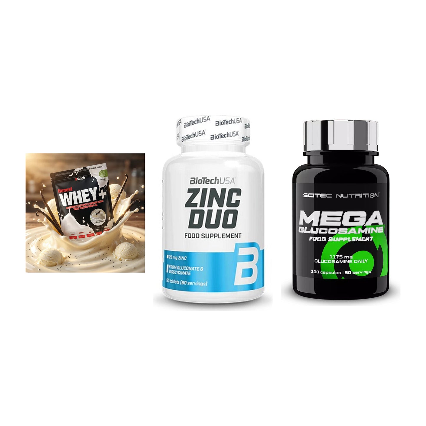 Regenerations-Set: Sinob Honest + BioTech Zinc + Scitec Mega – alle enthaltenen Artikel