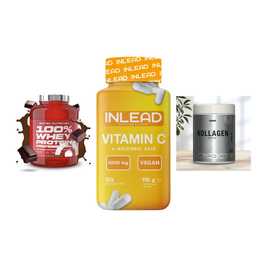 Regenerations-Set: Scitec 100% + INLEAD Vitamin + Sinob Kollagen – alle enthaltenen Artikel