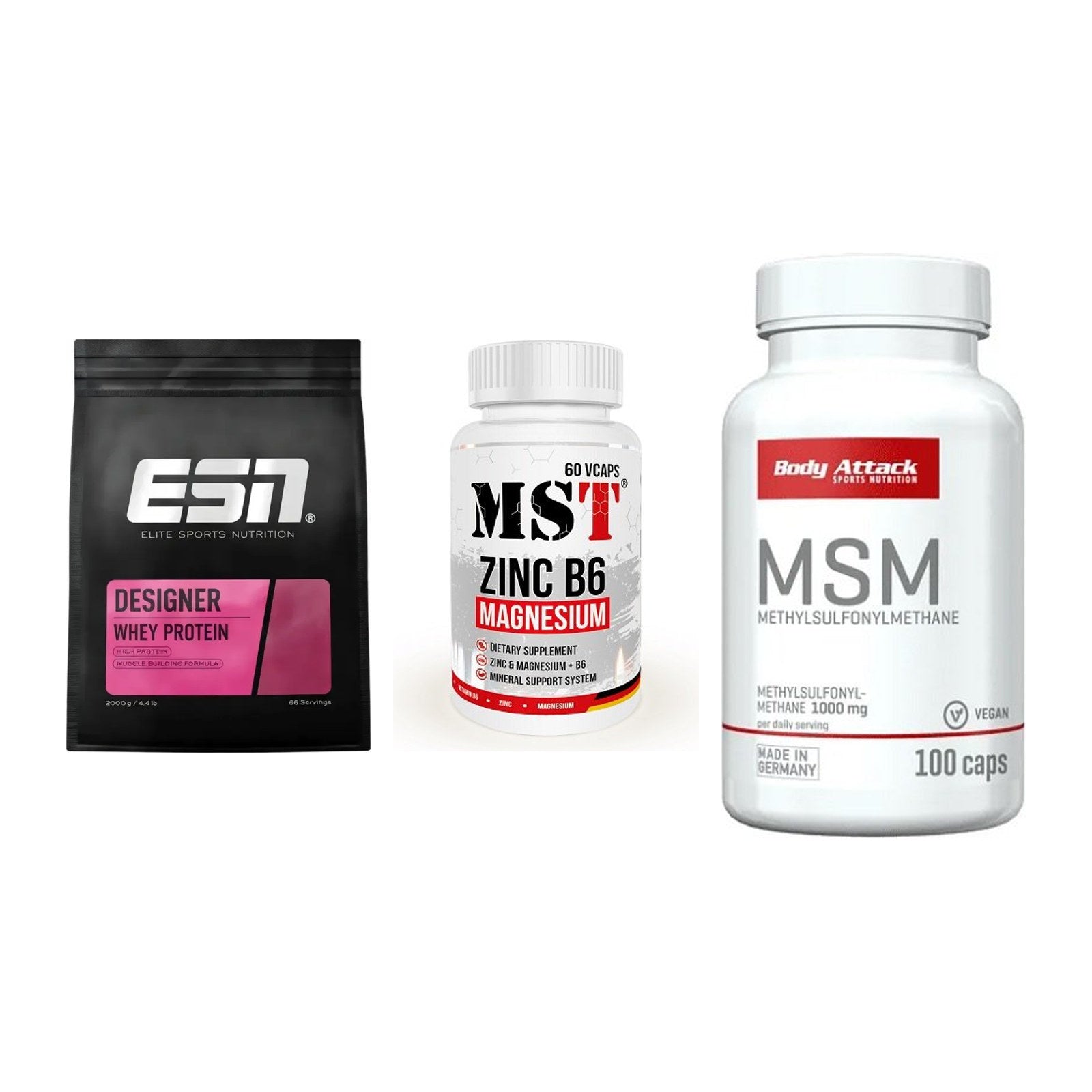 Regenerations-Set: ESN Designer + MST Zinc + Body Attack MSM – alle enthaltenen Artikel