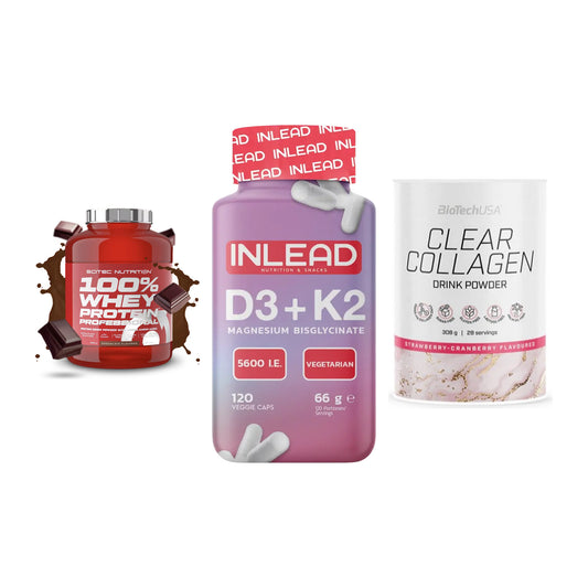 Regenerations-Set: Scitec 100% + INLEAD Vitamin + BioTech Clear – alle enthaltenen Artikel