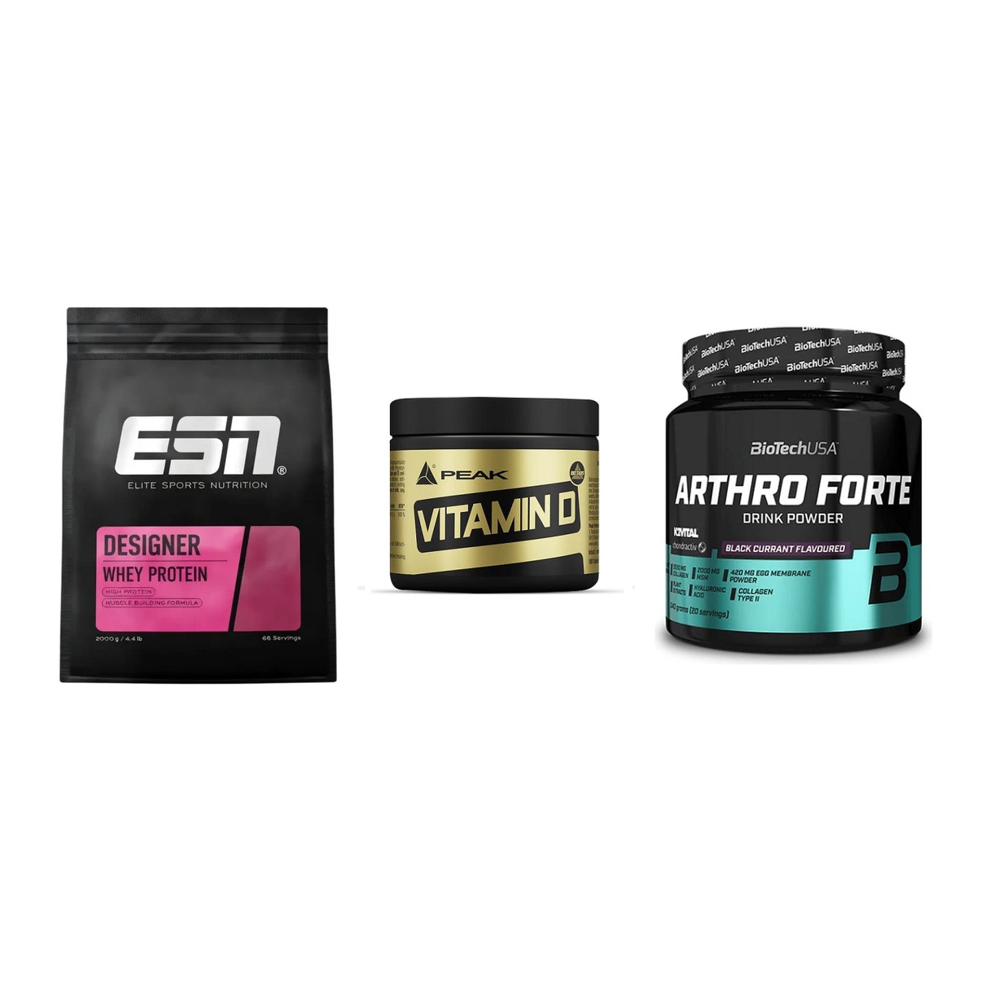 Regenerations-Set: ESN Designer + Peak Vitamin D + BioTech Arthro – alle enthaltenen Artikel