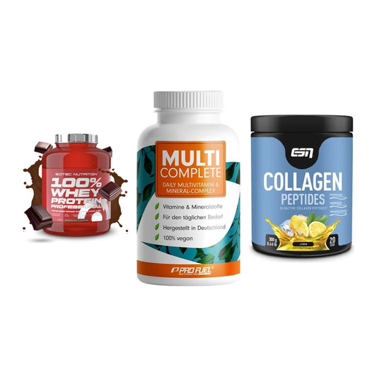 Regenerations-Set: Scitec 100% + ProFuel MULTI + ESN Collagen – alle enthaltenen Artikel