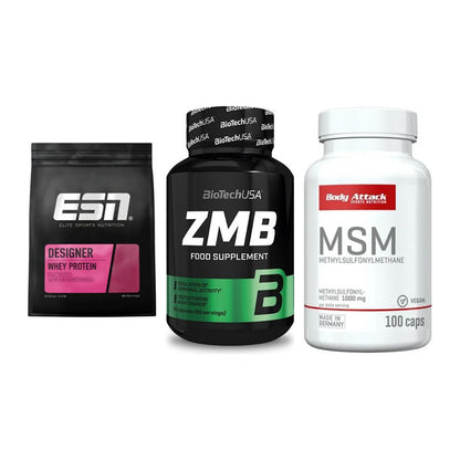 Regenerations-Set: ESN Designer Whey + BioTech ZMB + Body Attack MSM – alle enthaltenen Artikel