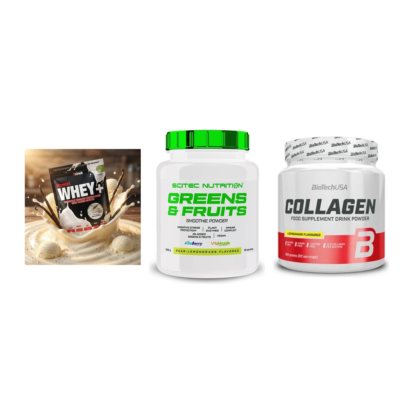 Regenerations-Set: Sinob Honest + Scitec Greens + BioTech Collage – alle enthaltenen Artikel