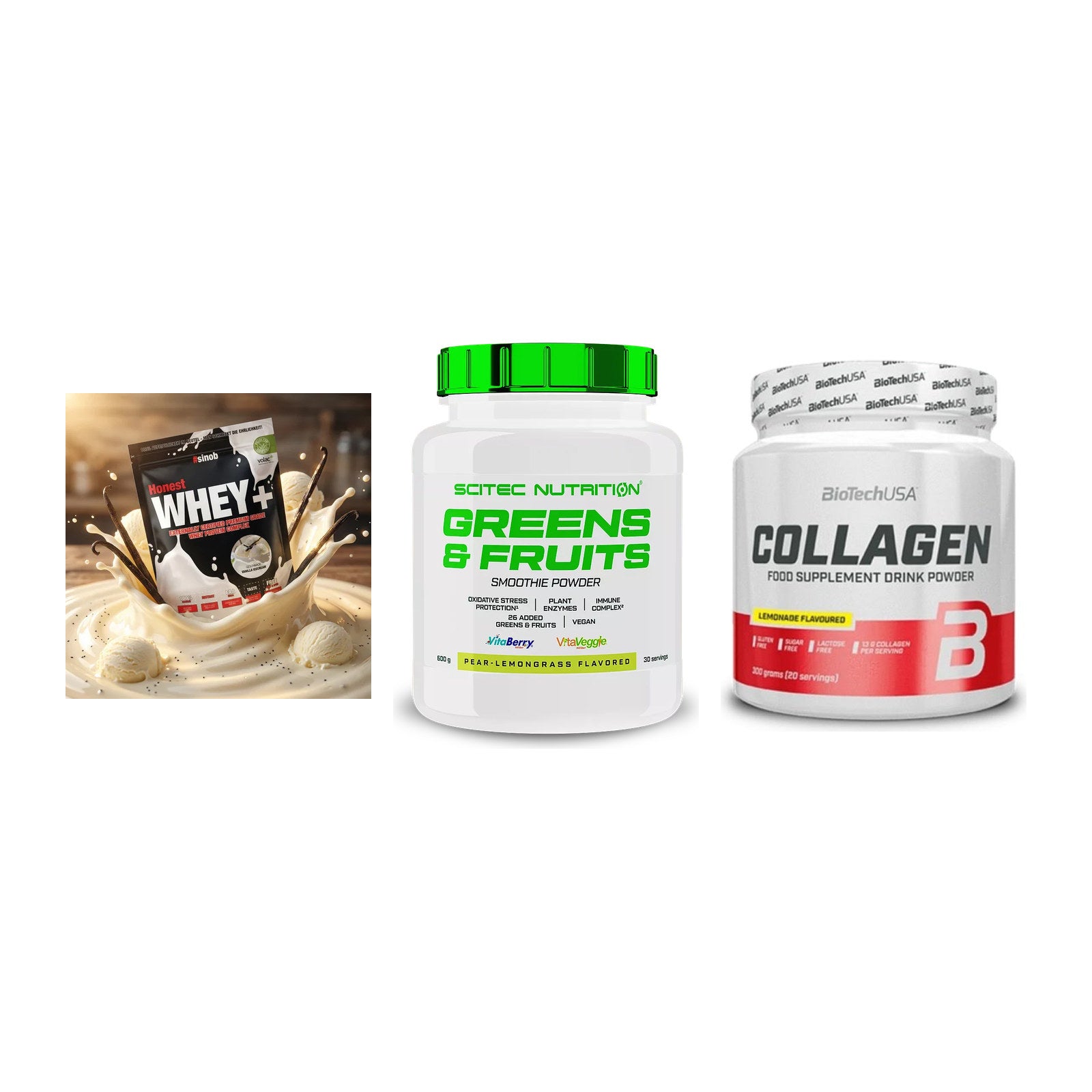 Regenerations-Set: Sinob Honest + Scitec Greens + BioTech Collage – alle enthaltenen Artikel