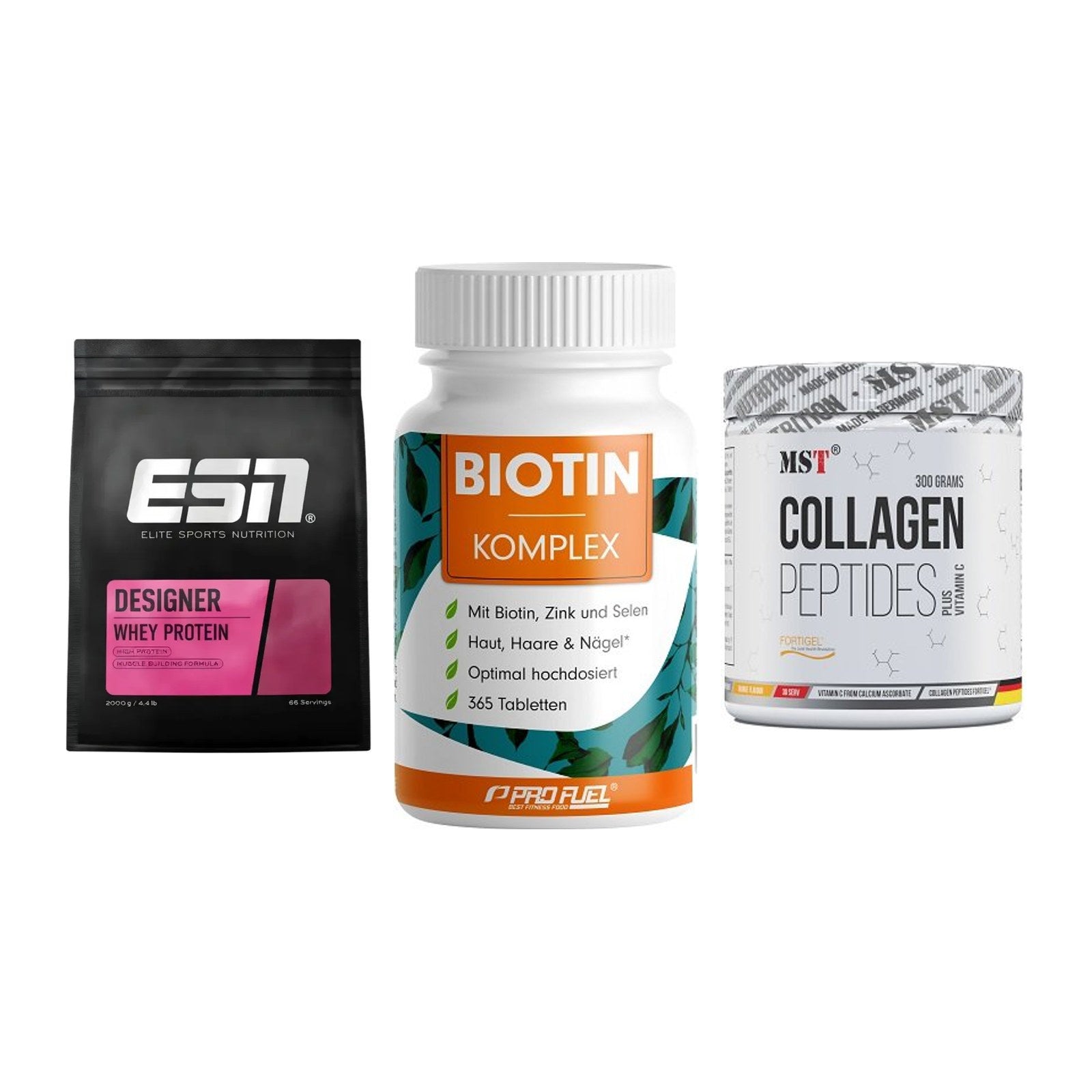 Regenerations-Set: ESN Designer + ProFuel BIOTIN + MST Collagen – alle enthaltenen Artikel
