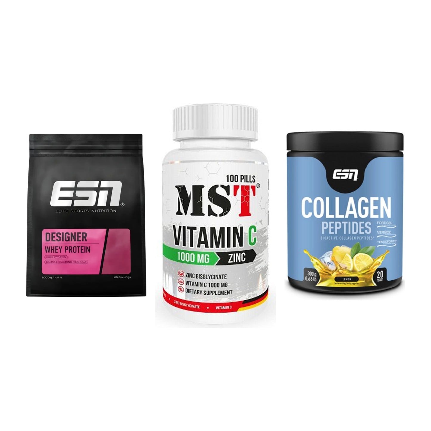 Regenerations-Set: ESN Designer + MST Vitamin C + ESN Collagen – alle enthaltenen Artikel