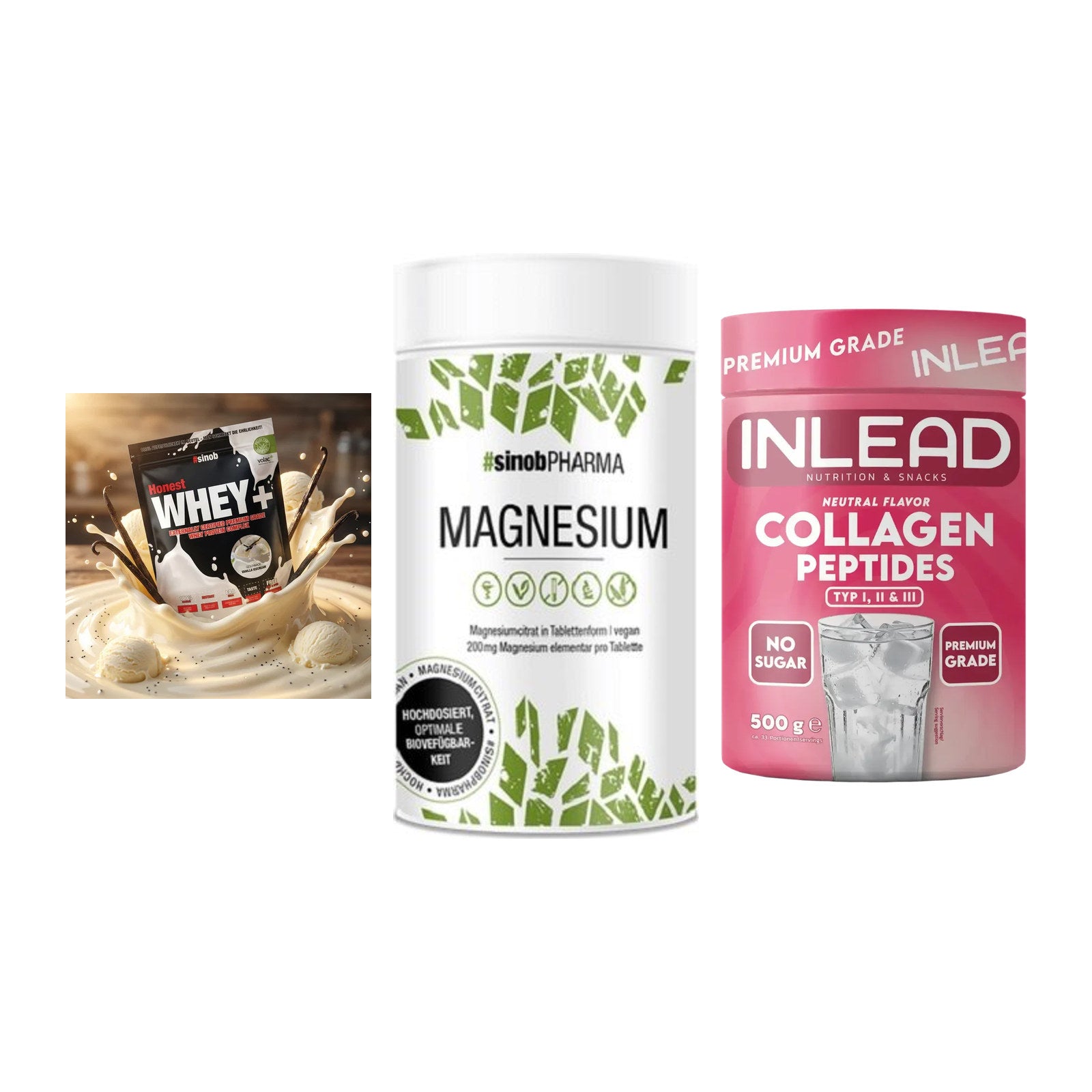 Regenerations-Set: Sinob Honest + Sinob Magnesium + INLEAD Collagen – alle enthaltenen Artikel