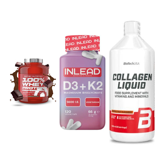 Regenerations-Set: Scitec 100% + INLEAD Vitamin + BioTech Collage – alle enthaltenen Artikel