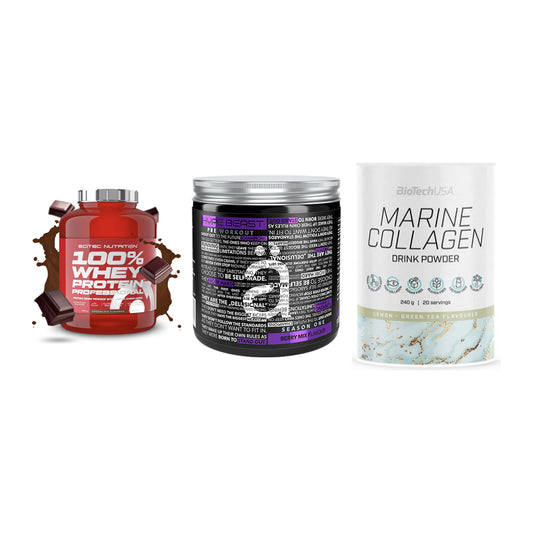 Regenerations-Set: Scitec 100% + Nanosupps Hype + BioTech Marine – alle enthaltenen Artikel