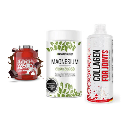 Regenerations-Set: Scitec 100% + Sinob Magnesium + MST Collagen – alle enthaltenen Artikel