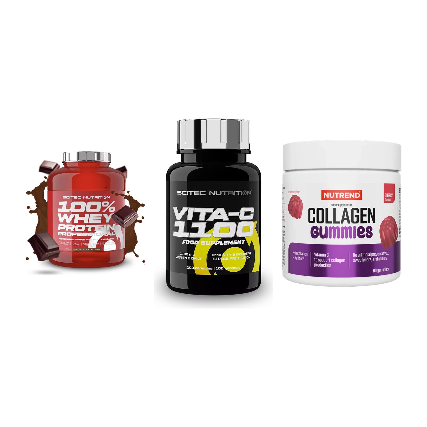 Regenerations-Set: Scitec 100% + Scitec Vitamin + Nutrend Collage – alle enthaltenen Artikel
