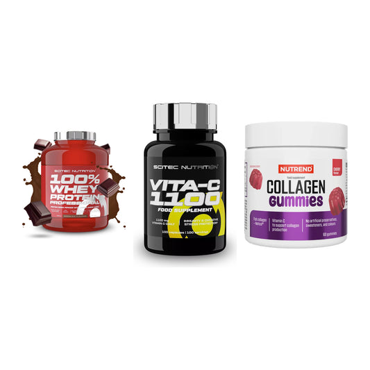 Regenerations-Set: Scitec 100% + Scitec Vitamin + Nutrend Collage – alle enthaltenen Artikel