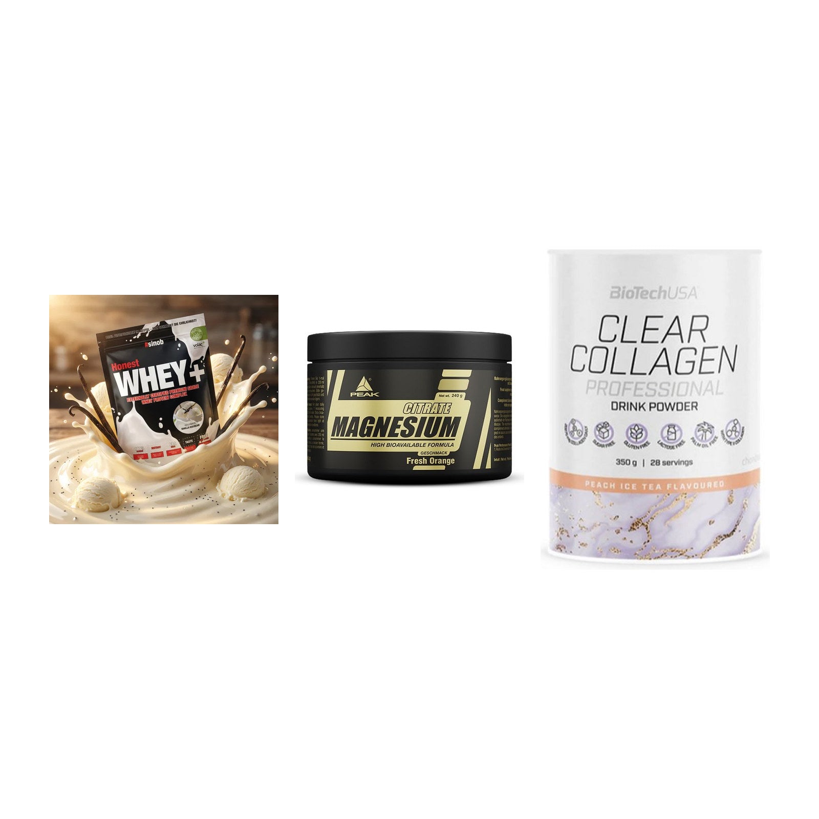 Regenerations-Set: Sinob Honest + Peak Magnesium + BioTech Clear – alle enthaltenen Artikel