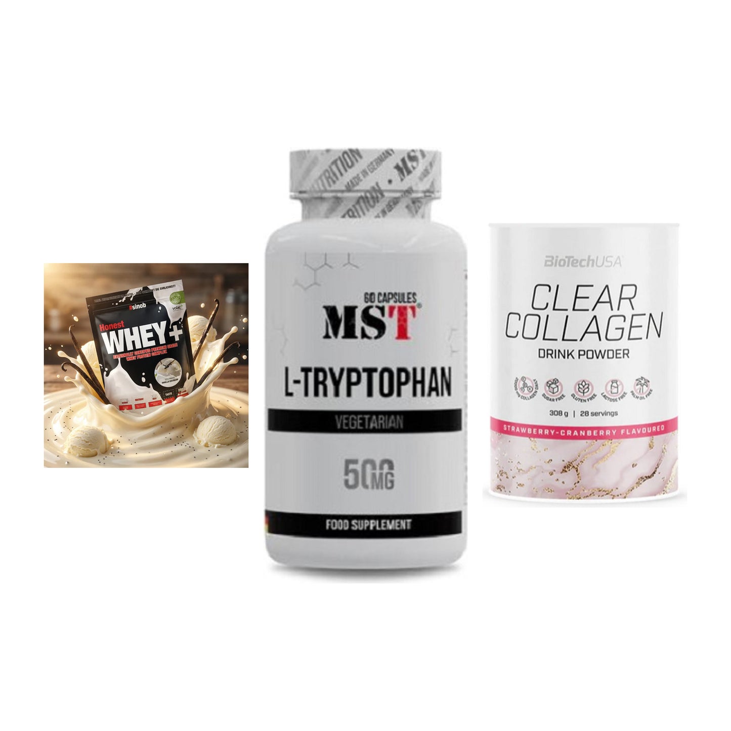 Regenerations-Set: Sinob Honest + MST Tryptophan + BioTech Clear – alle enthaltenen Artikel