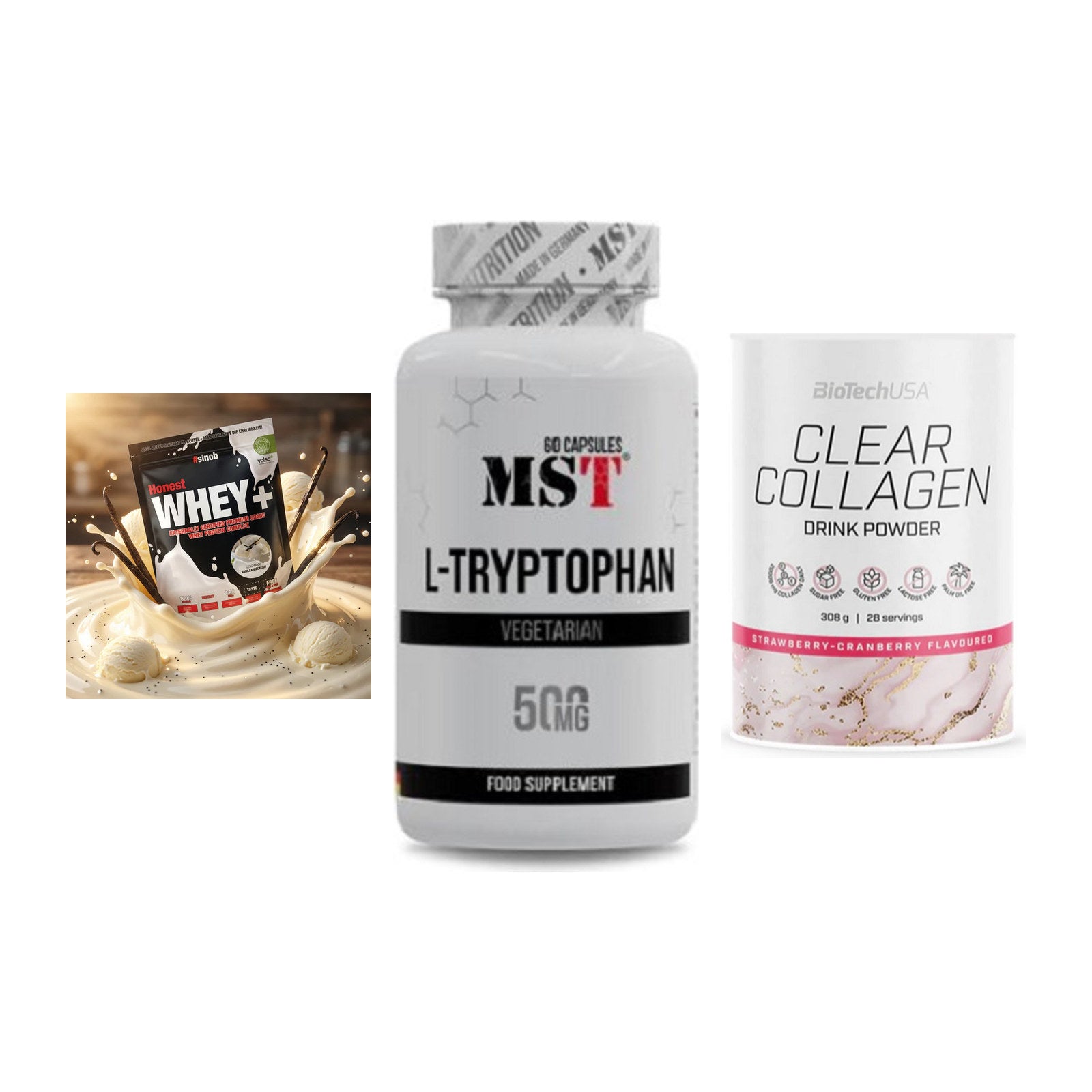 Regenerations-Set: Sinob Honest + MST Tryptophan + BioTech Clear – alle enthaltenen Artikel