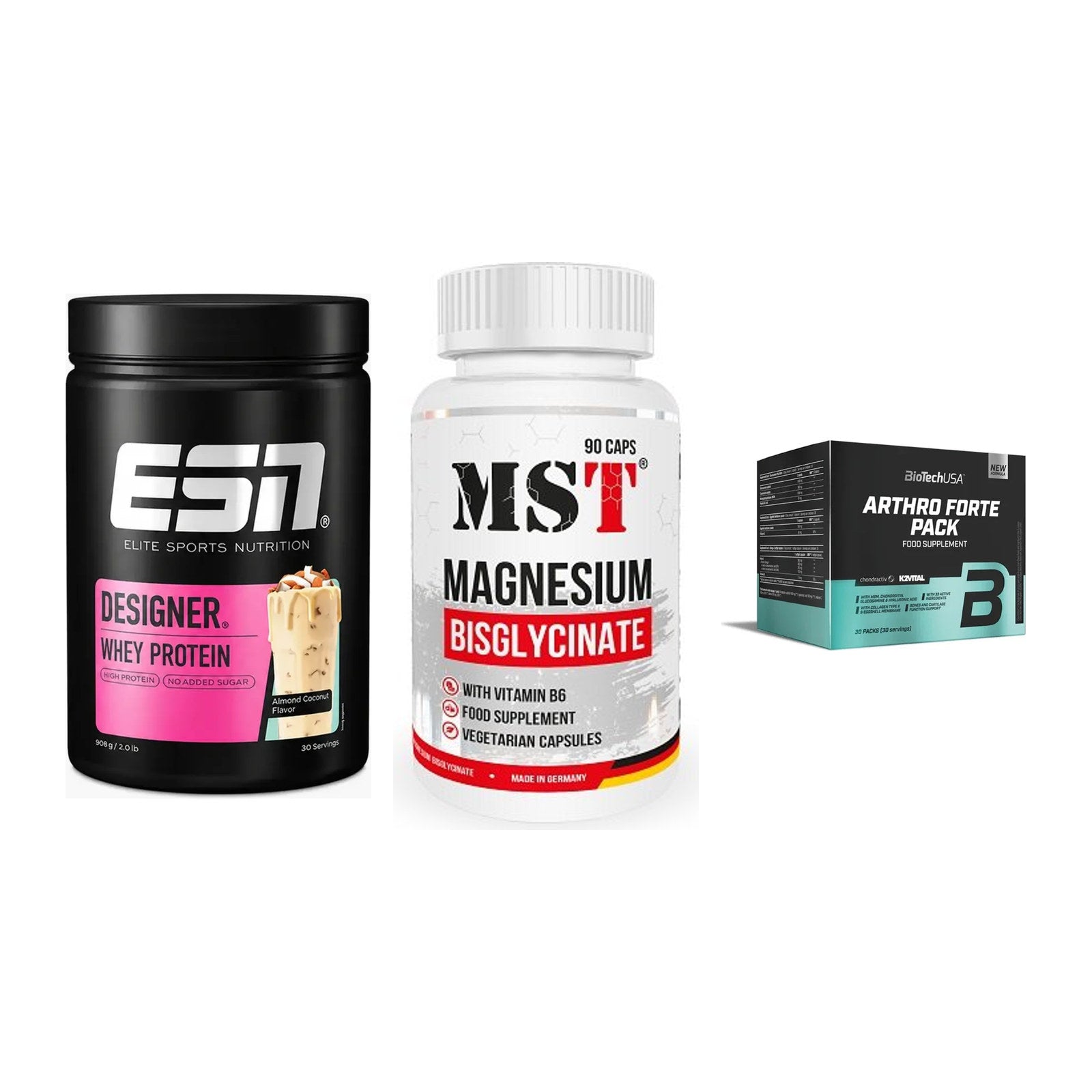 Regenerations-Set: ESN Designer + MST Magnesium + BioTech Arthro – alle enthaltenen Artikel