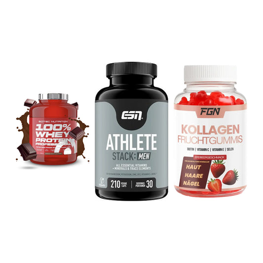 Regenerations-Set: Scitec 100% + ESN Athlete + FGN Kollagen 60 – alle enthaltenen Artikel
