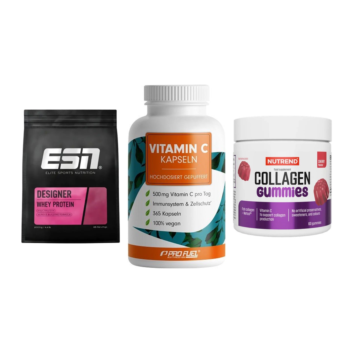 Regenerations-Set: ESN Designer + ProFuel Vitamin + Nutrend Collage – alle enthaltenen Artikel