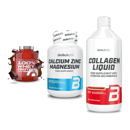 Regenerations-Set: Scitec 100% + BioTech Calcium + BioTech Collage – alle enthaltenen Artikel