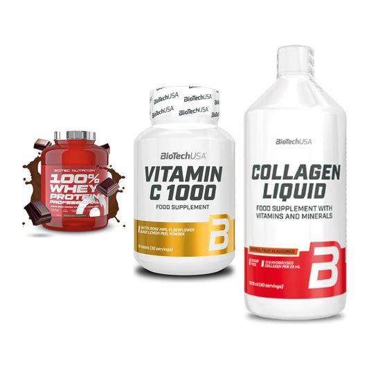 Regenerations-Set: Scitec 100% + BioTech Vitamin + BioTech Collage – alle enthaltenen Artikel