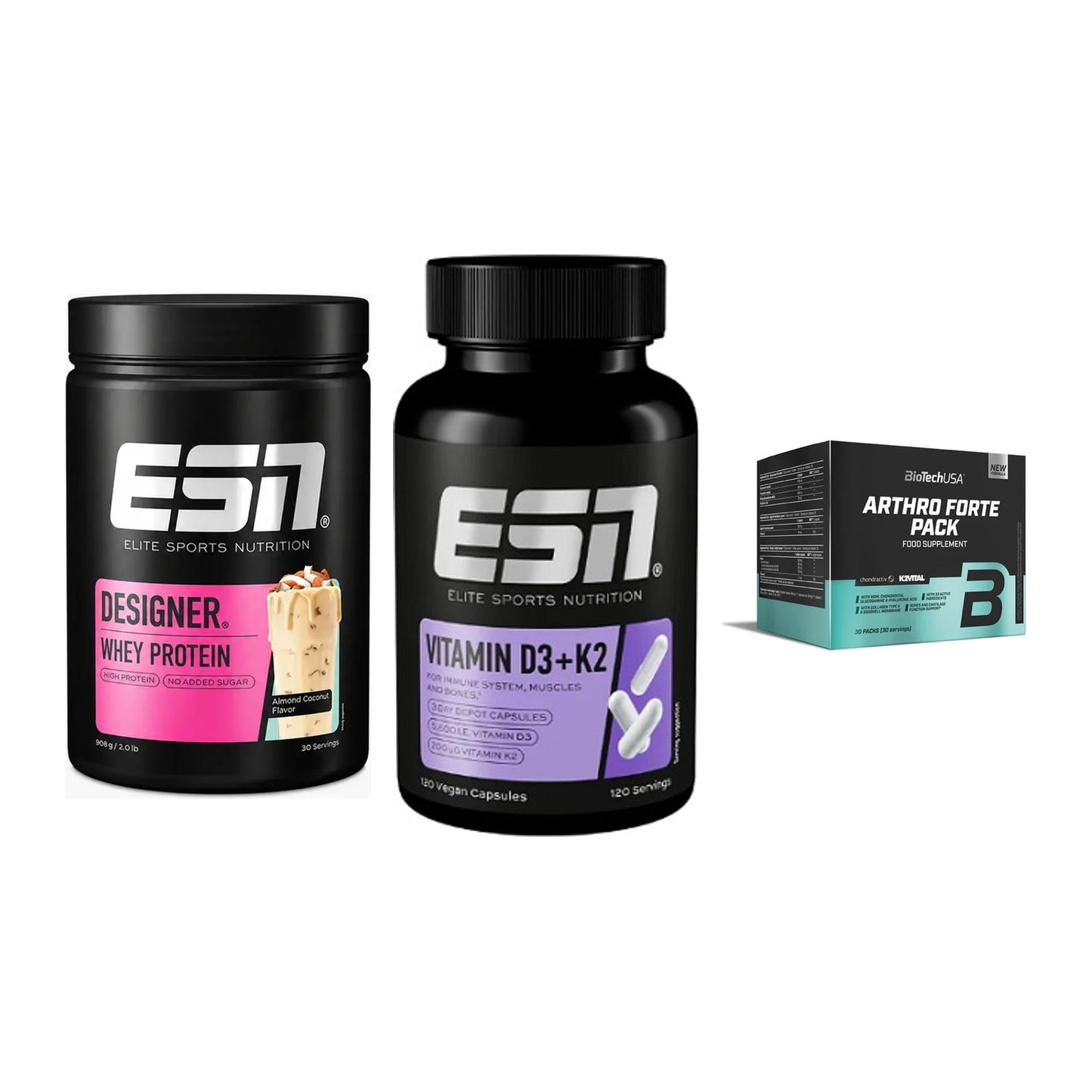 Regenerations-Set: ESN Designer + ESN Vitamin D3 + BioTech Arthro – alle enthaltenen Artikel