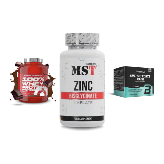 Regenerations-Set: Scitec 100% + MST Zinc + BioTech Arthro – alle enthaltenen Artikel
