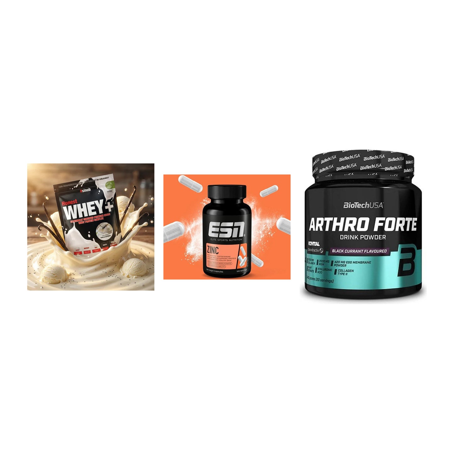 Regenerations-Set: Sinob Honest + ESN Zinc + BioTech Arthro – alle enthaltenen Artikel