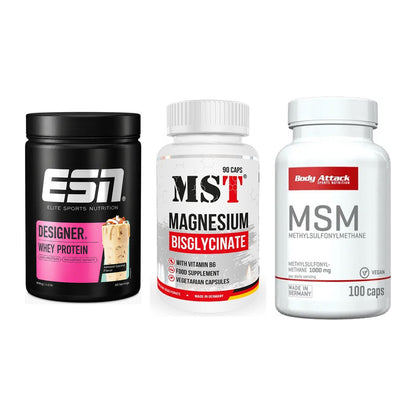 Regenerations-Set: ESN Designer + MST Magnesium + Body Attack MSM – alle enthaltenen Artikel