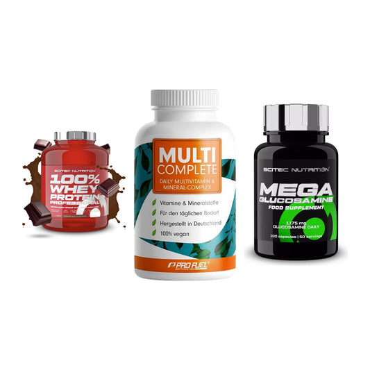 Regenerations-Set: Scitec 100% + ProFuel MULTI + Scitec Mega – alle enthaltenen Artikel