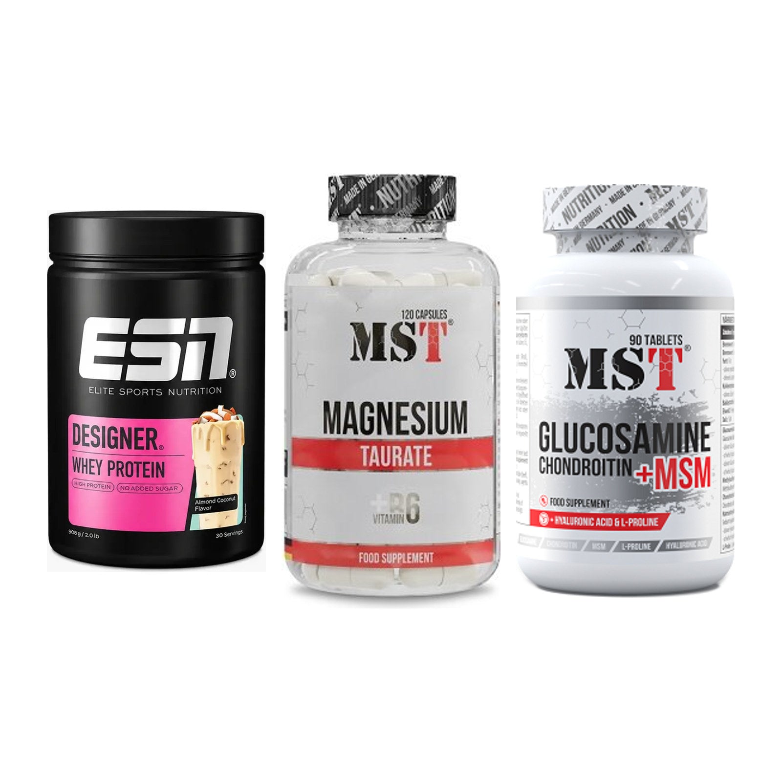 Regenerations-Set: ESN Designer + MST Magnesium + MST Glucosamine – alle enthaltenen Artikel