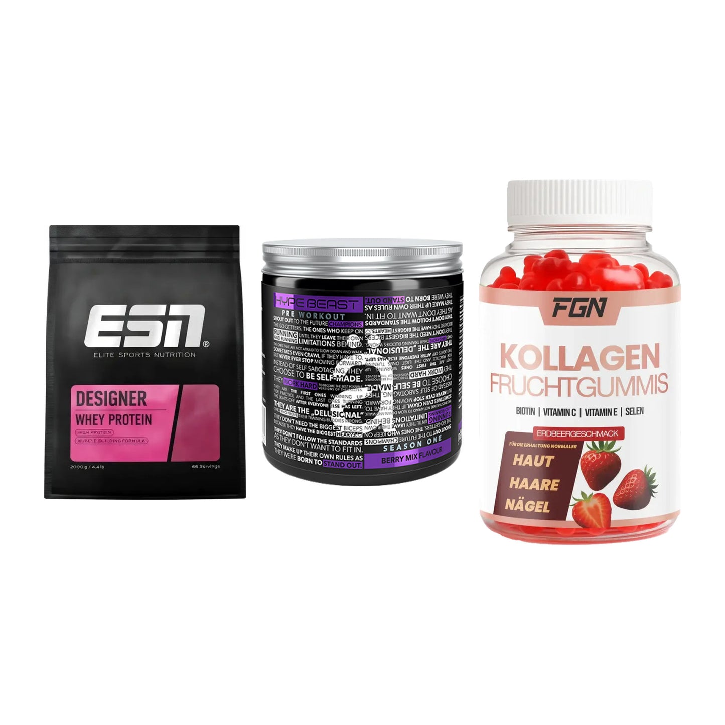 Regenerations-Set: ESN Designer + Nanosupps Hype + FGN Kollagen 60 – alle enthaltenen Artikel