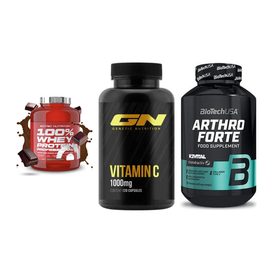 Regenerations-Set: Scitec 100% + GN Vitamin C + BioTech Arthro – alle enthaltenen Artikel