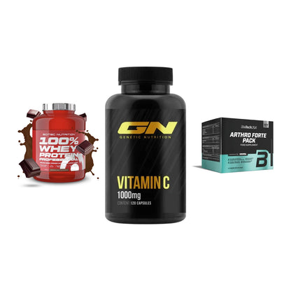 Regenerations-Set: Scitec 100% + GN Vitamin C + BioTech Arthro – alle enthaltenen Artikel