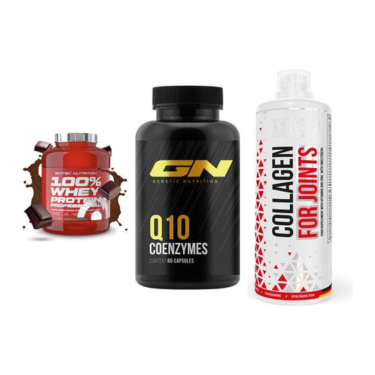 Regenerations-Set: Scitec 100% + GN Q10 Health + MST Collagen – alle enthaltenen Artikel
