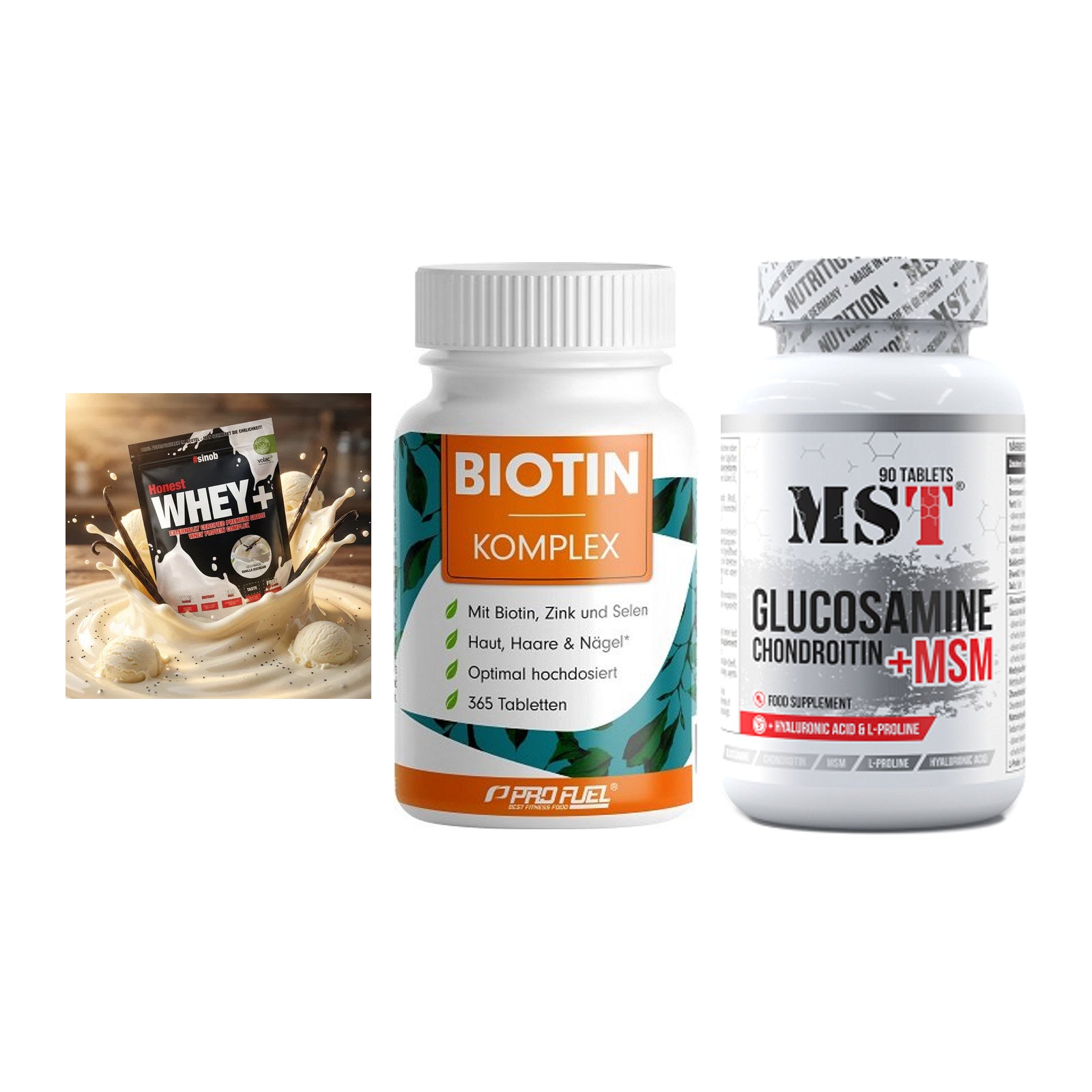 Regenerations-Set: Sinob Honest + ProFuel BIOTIN + MST Glucosamine – alle enthaltenen Artikel