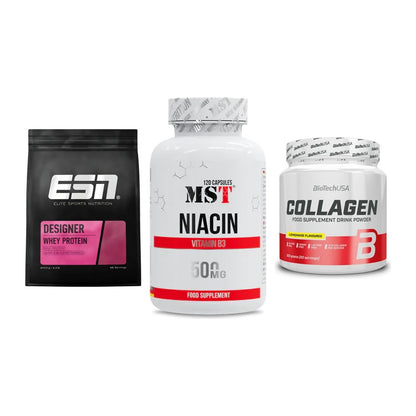 Regenerations-Set: ESN Designer Whey + MST Niacin + BioTech Collagen – alle enthaltenen Artikel