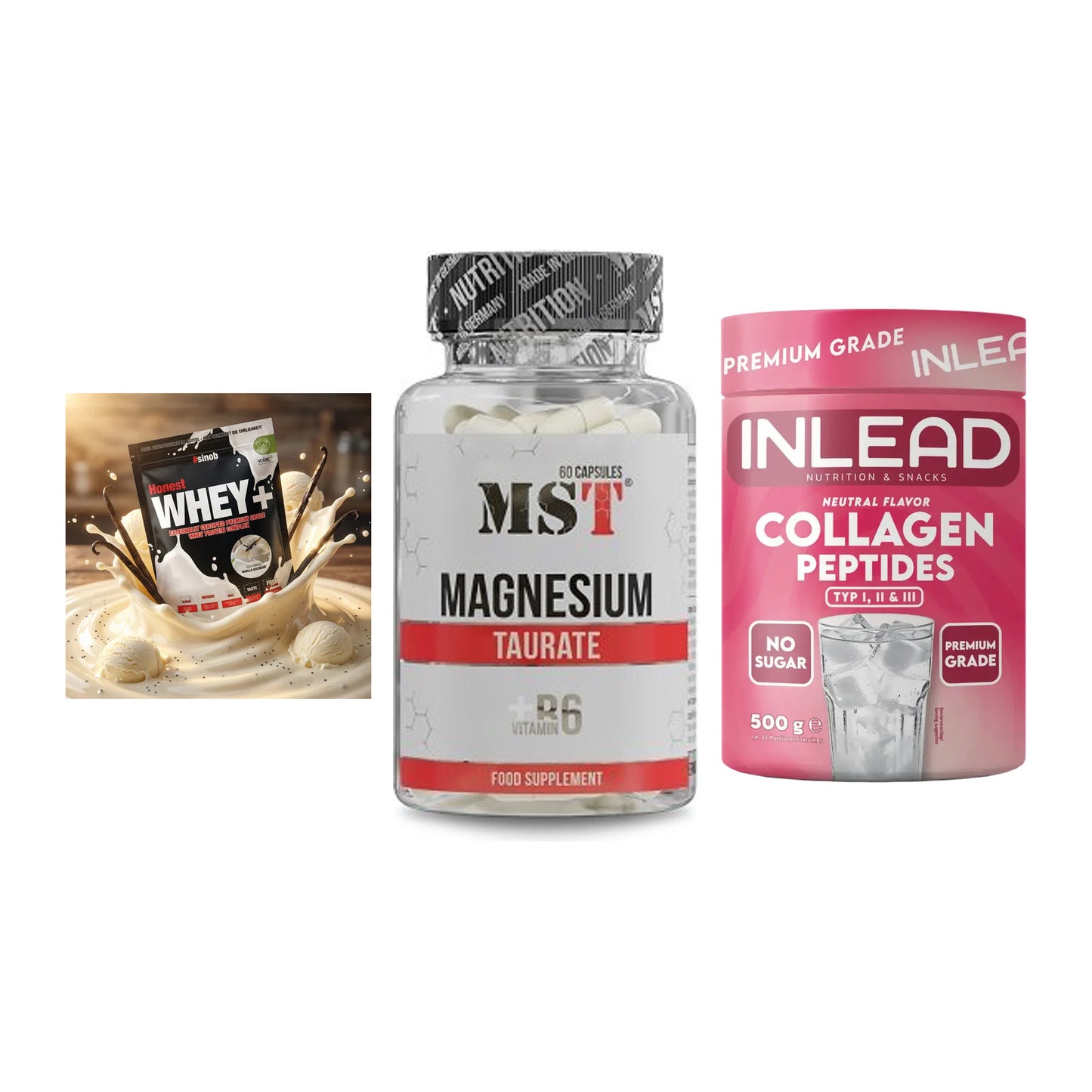 Regenerations-Set: Sinob Honest + MST Magnesium + INLEAD Collagen – alle enthaltenen Artikel