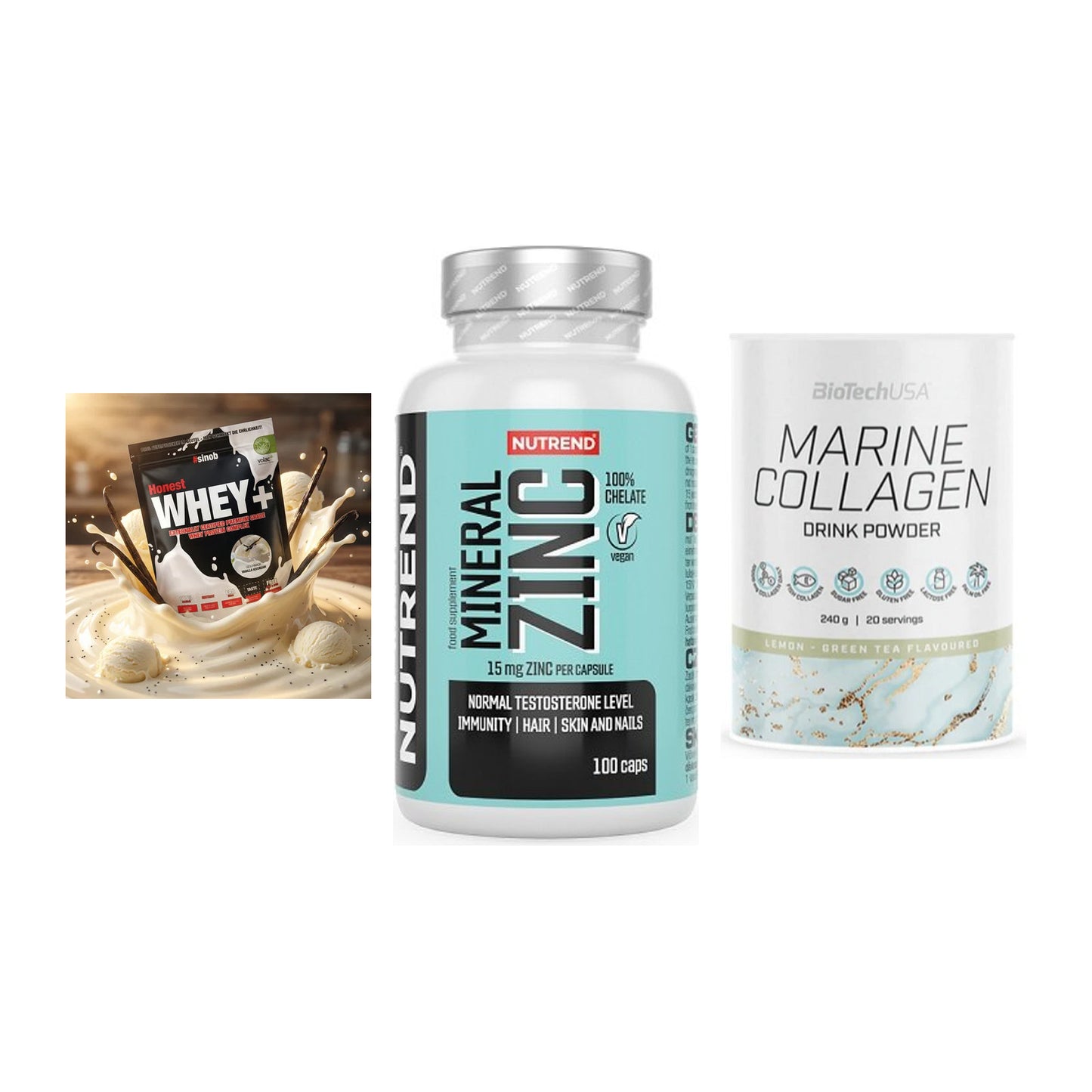 Regenerations-Set: Sinob Honest + Nutrend Zinc + BioTech Marine – alle enthaltenen Artikel