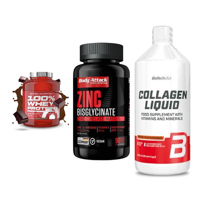 Regenerations-Set: Scitec 100% + Body Attack + BioTech Collage – alle enthaltenen Artikel