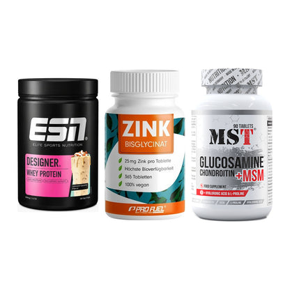 Regenerations-Set: ESN Designer + ProFuel Zink + MST Glucosamine – alle enthaltenen Artikel