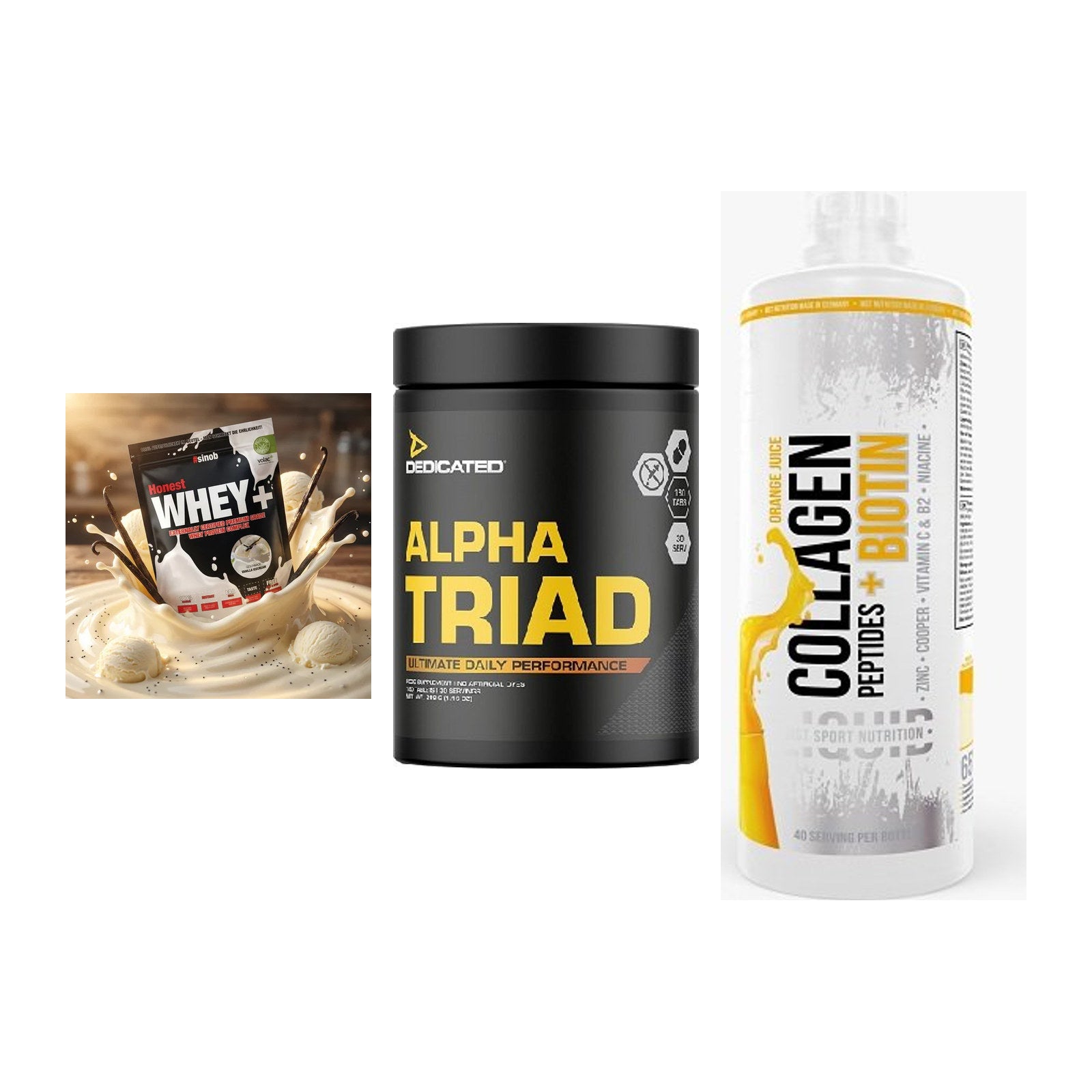 Regenerations-Set: Sinob Honest + Dedicated Alpha + MST Collagen – alle enthaltenen Artikel