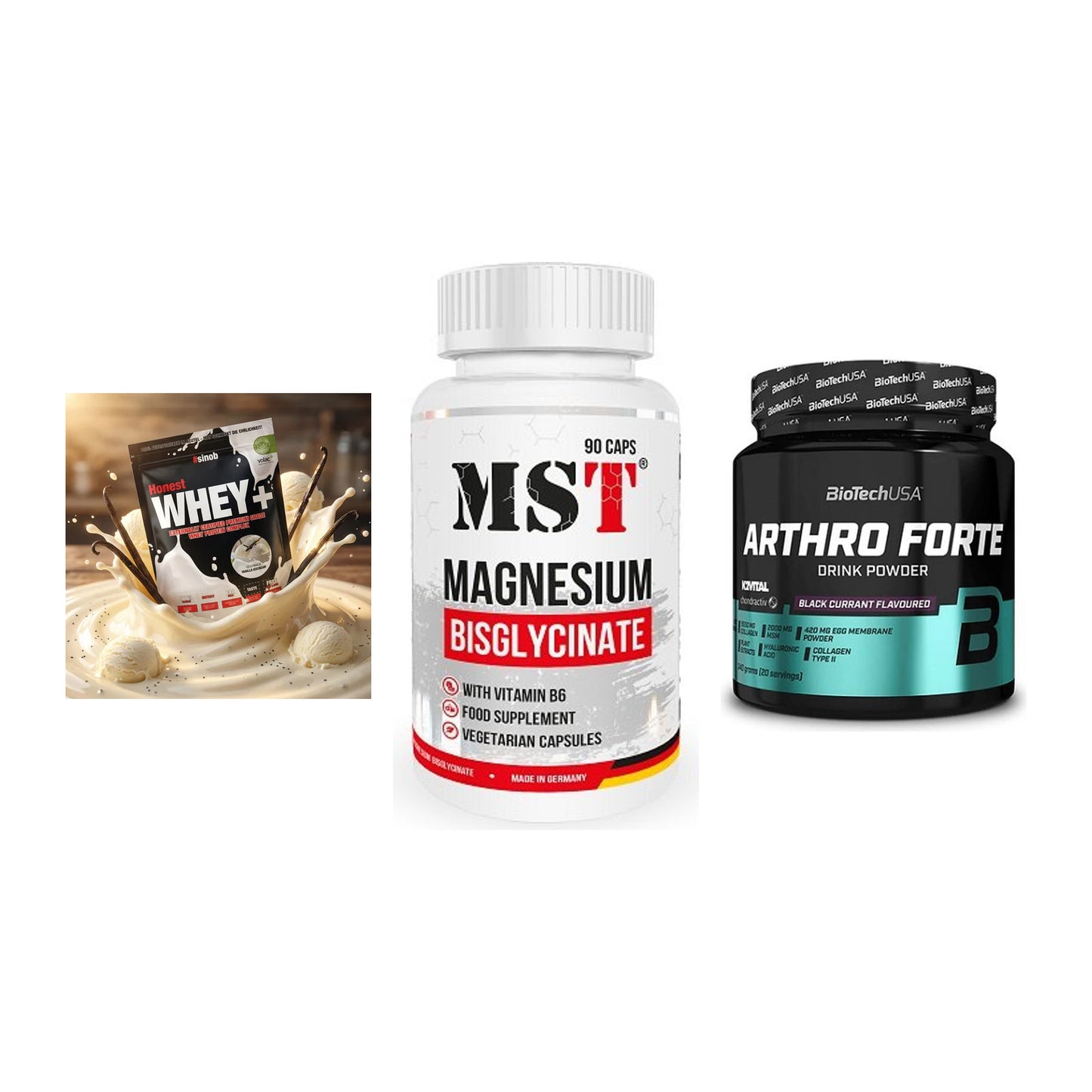Regenerations-Set: Sinob Honest + MST Magnesium + BioTech Arthro – alle enthaltenen Artikel